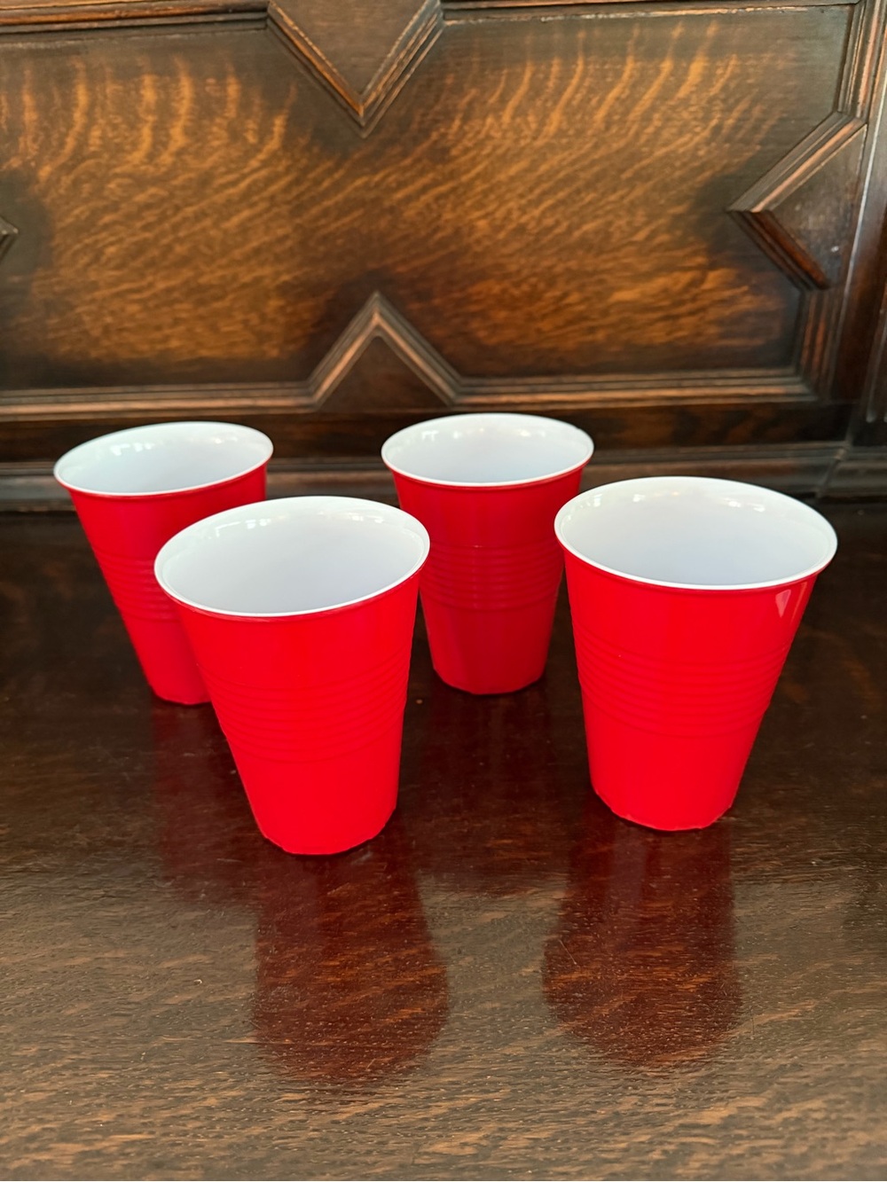 🆕! Gift Pack Set of 4️⃣ Red Reusable Melamine 8️⃣ oz. Cups